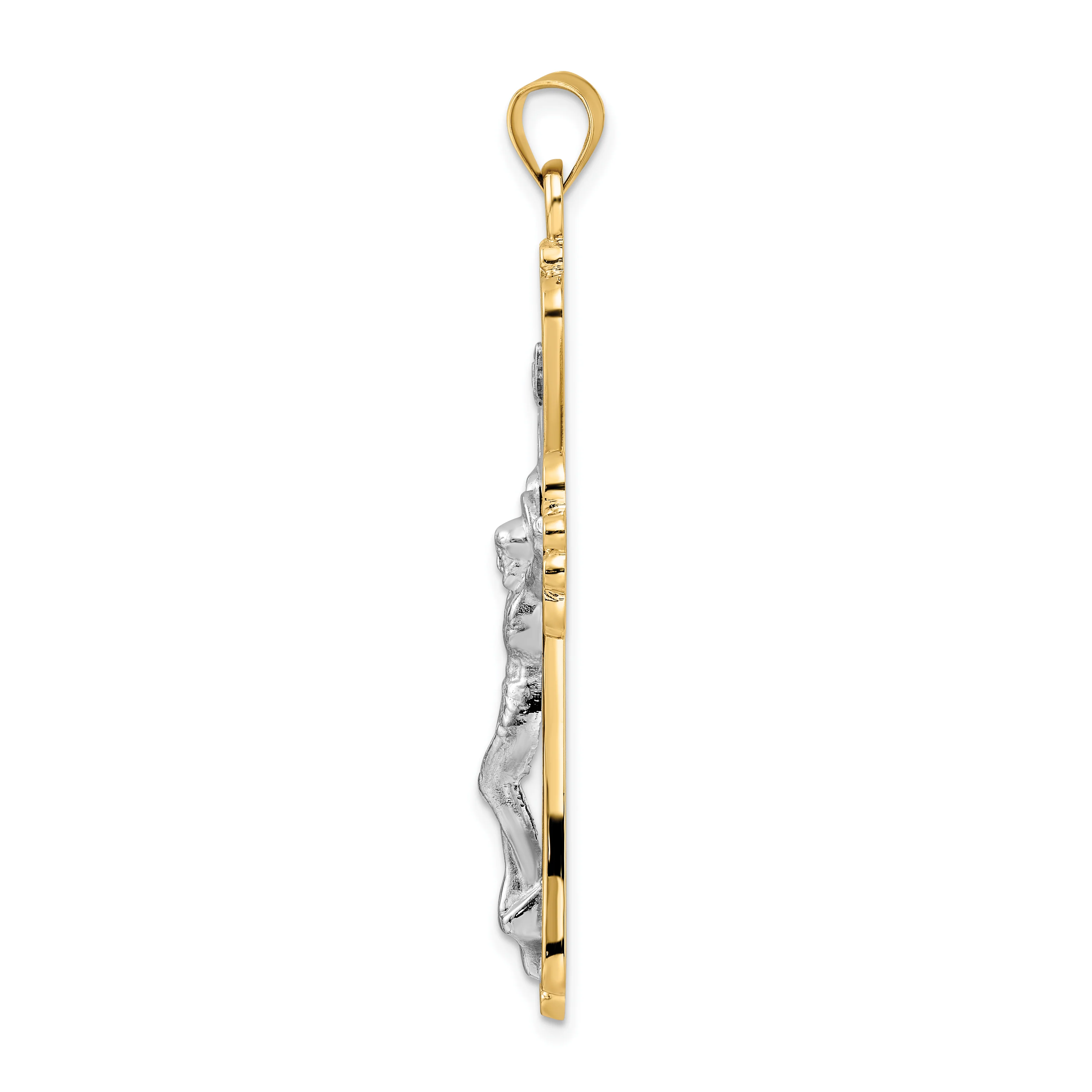 Dije Crucifijo INRI Elegante en Oro Bicolor de 14k - Image 2