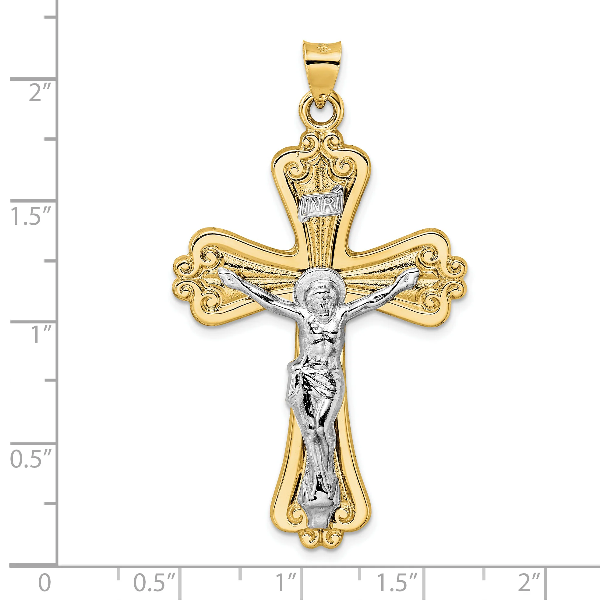 Dije Crucifijo INRI Elegante en Oro Bicolor de 14k - Image 3