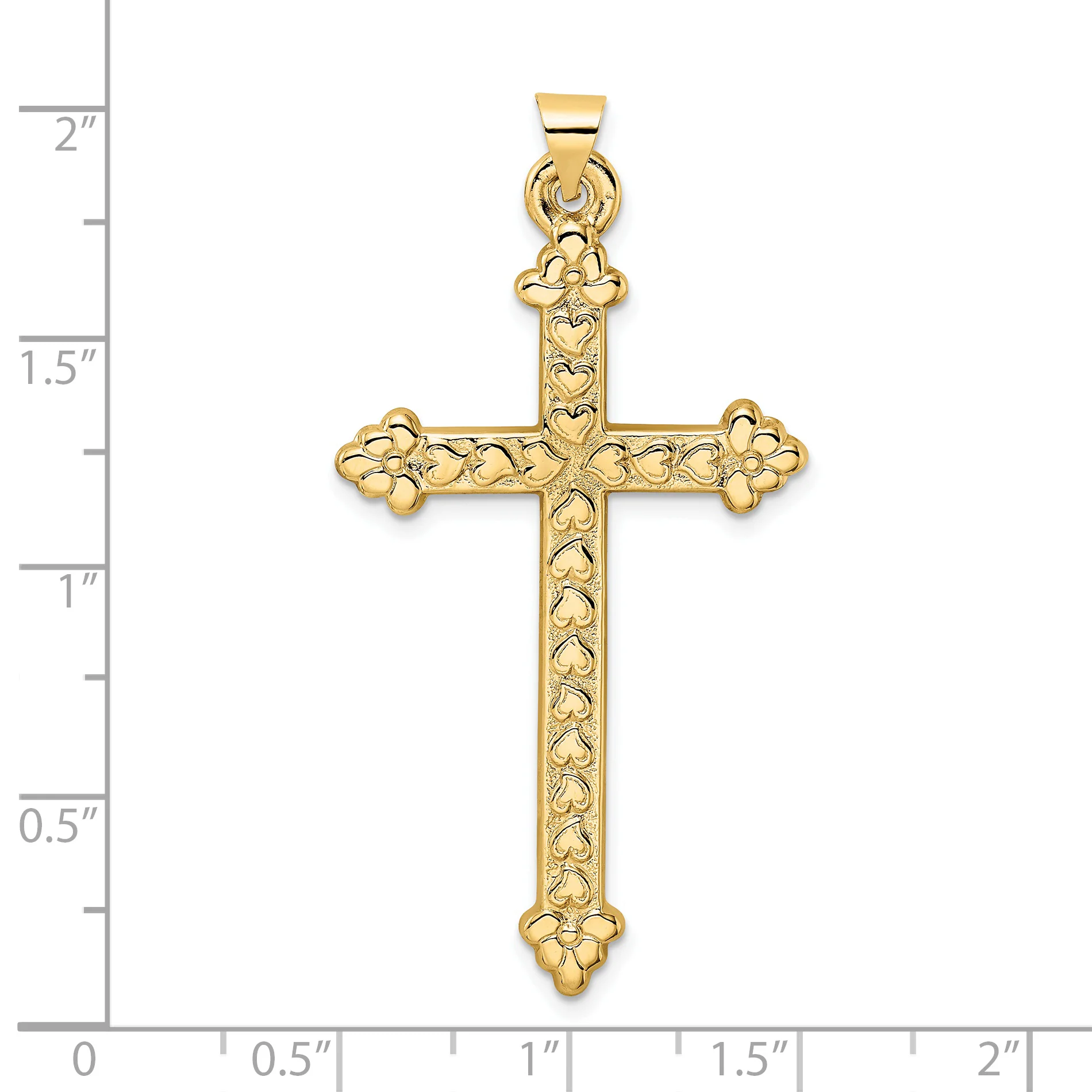 Colgante Cruz de Corazones Huecos Pulidos y Texturizados de 14k - Image 3