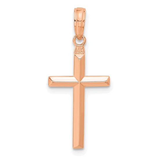 Colgante de Cruz Latina Reversible en Oro Rosa de 14k - Image 4
