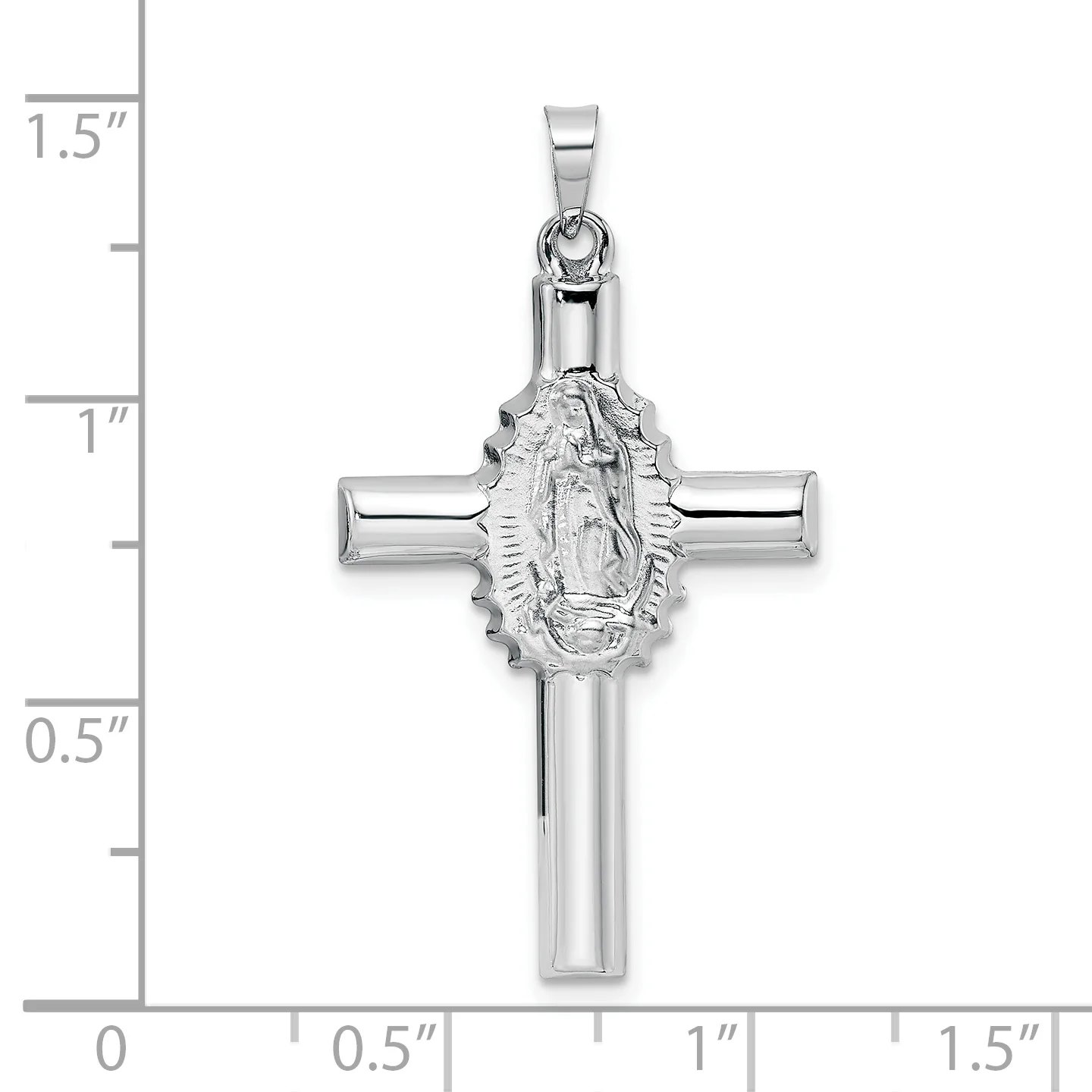 Colgante de Cruz Hueca en Oro Blanco de 14k con Acabado Pulido y Satinado - Image 3
