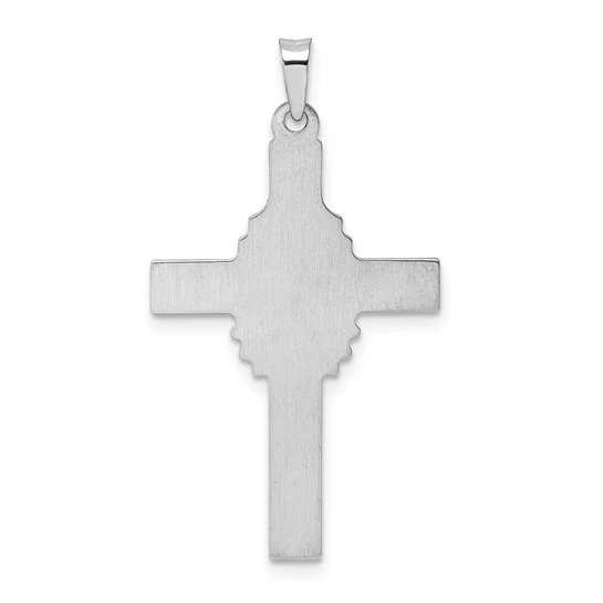 Colgante de Cruz Hueca en Oro Blanco de 14k con Acabado Pulido y Satinado - Image 4