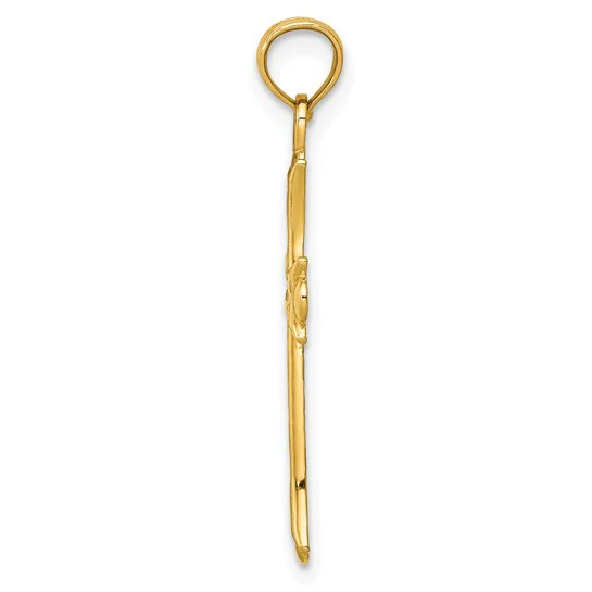 Colgante de Cruz Fleur De Lis en Oro Amarillo de 10k - Image 2