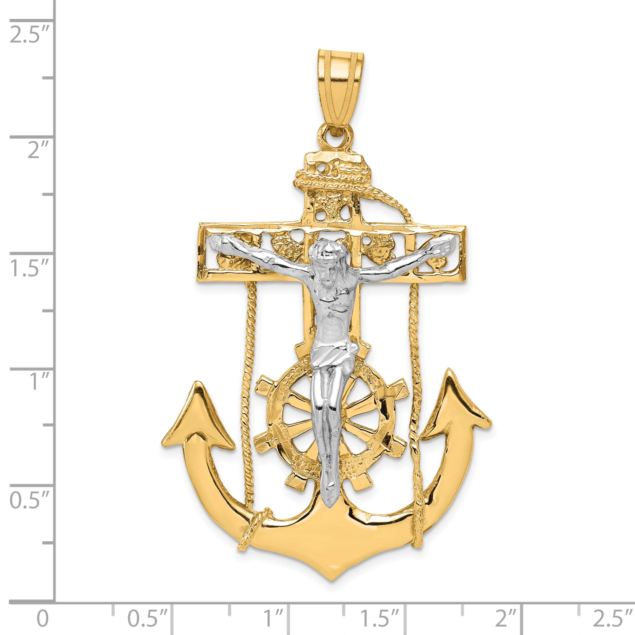 Colgante Crucifijo Mariner en Oro Bicolor de 10k - Image 2