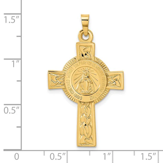 Colgante de Cruz con Medalla Milagrosa de Oro 14K - Image 3