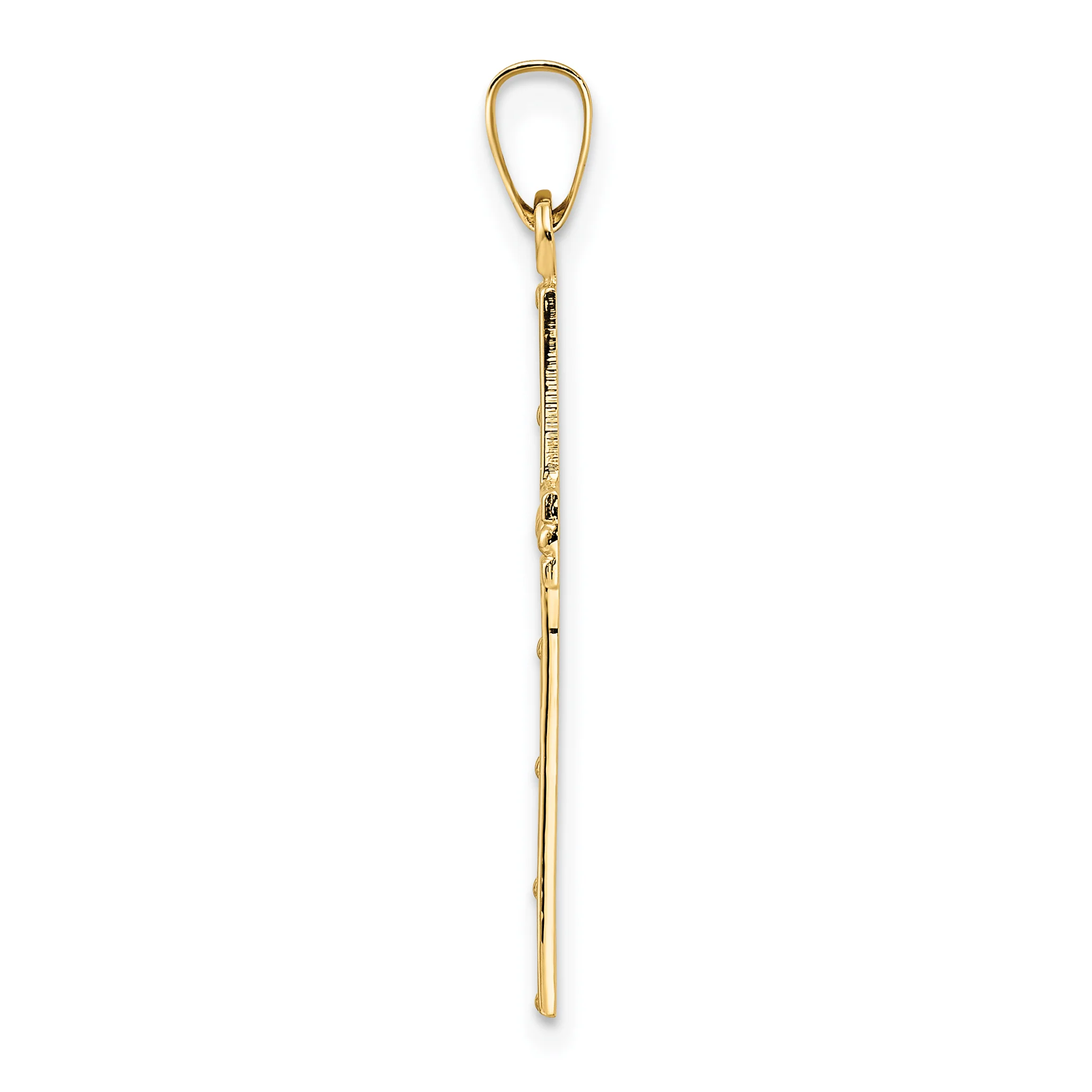 Colgante Cruz Sólida Pulida de Oro 14K - Image 2