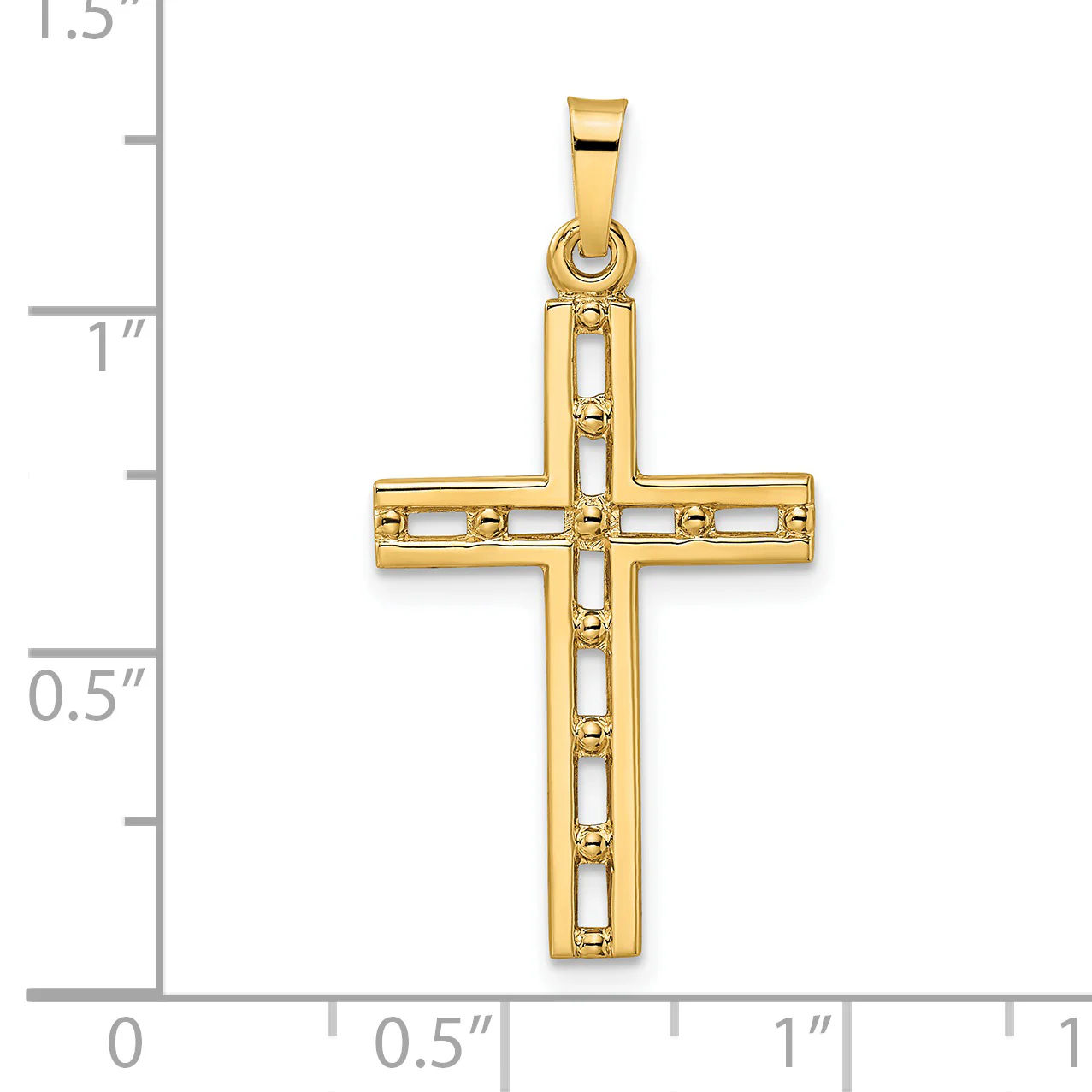 Colgante Cruz Sólida Pulida de Oro 14K - Image 3