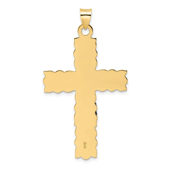 Colgante Crucifijo INRI Pulido Sólido en Oro 14K Bicolor - Image 4