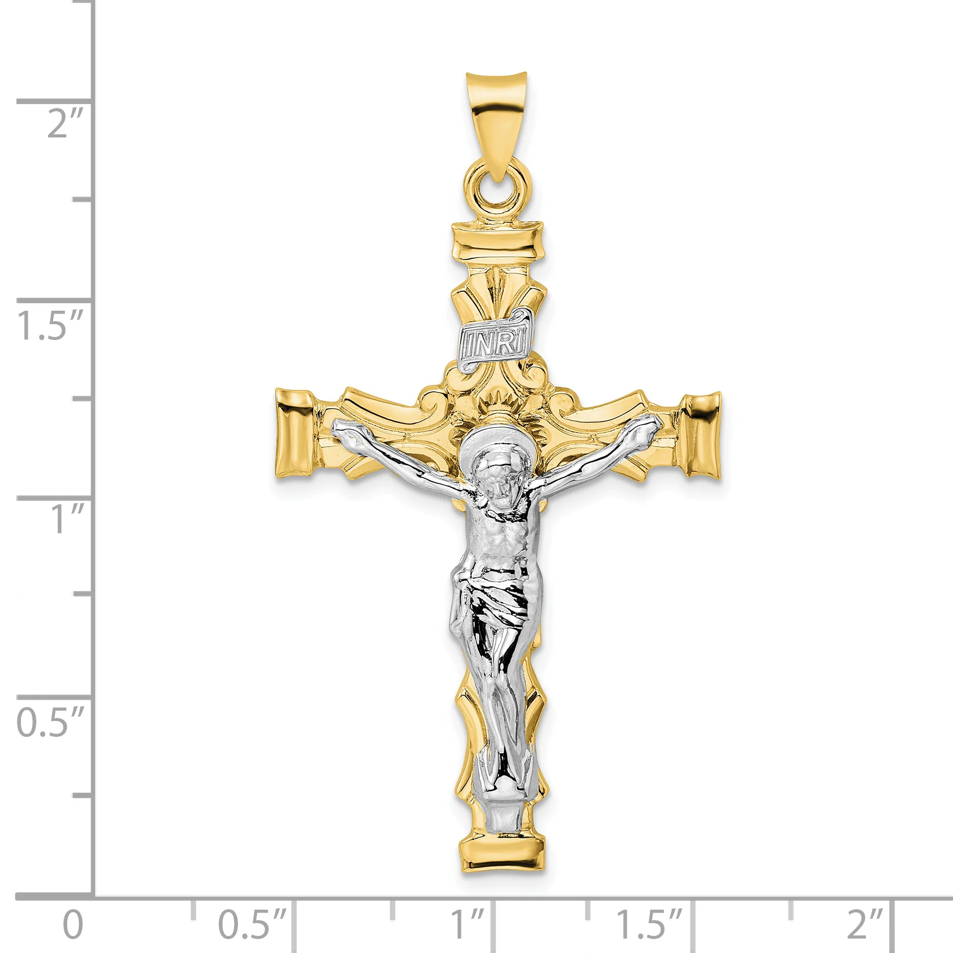 Colgante Crucifijo INRI Sólido Bicolor 14K - Image 3