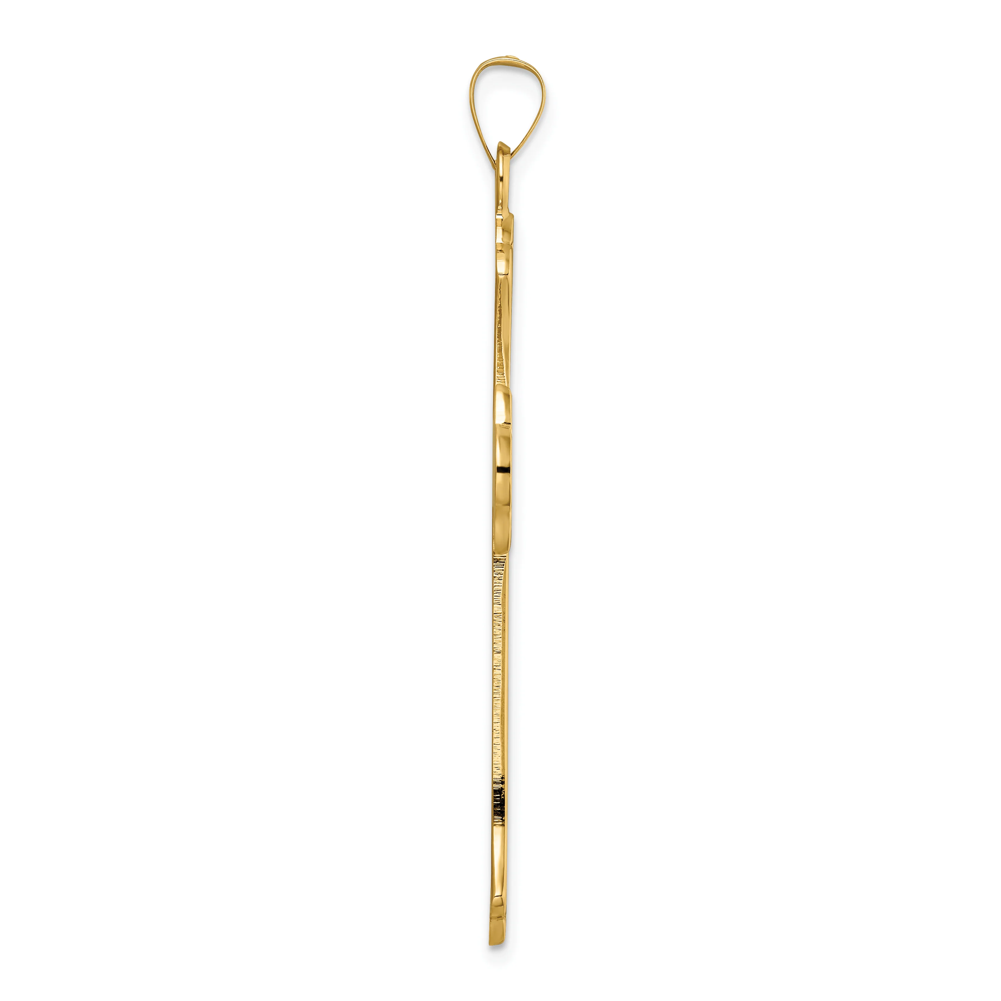 Colgante Cruz Fleur de Lis Sólida 14K Pulida y Texturizada - Image 2