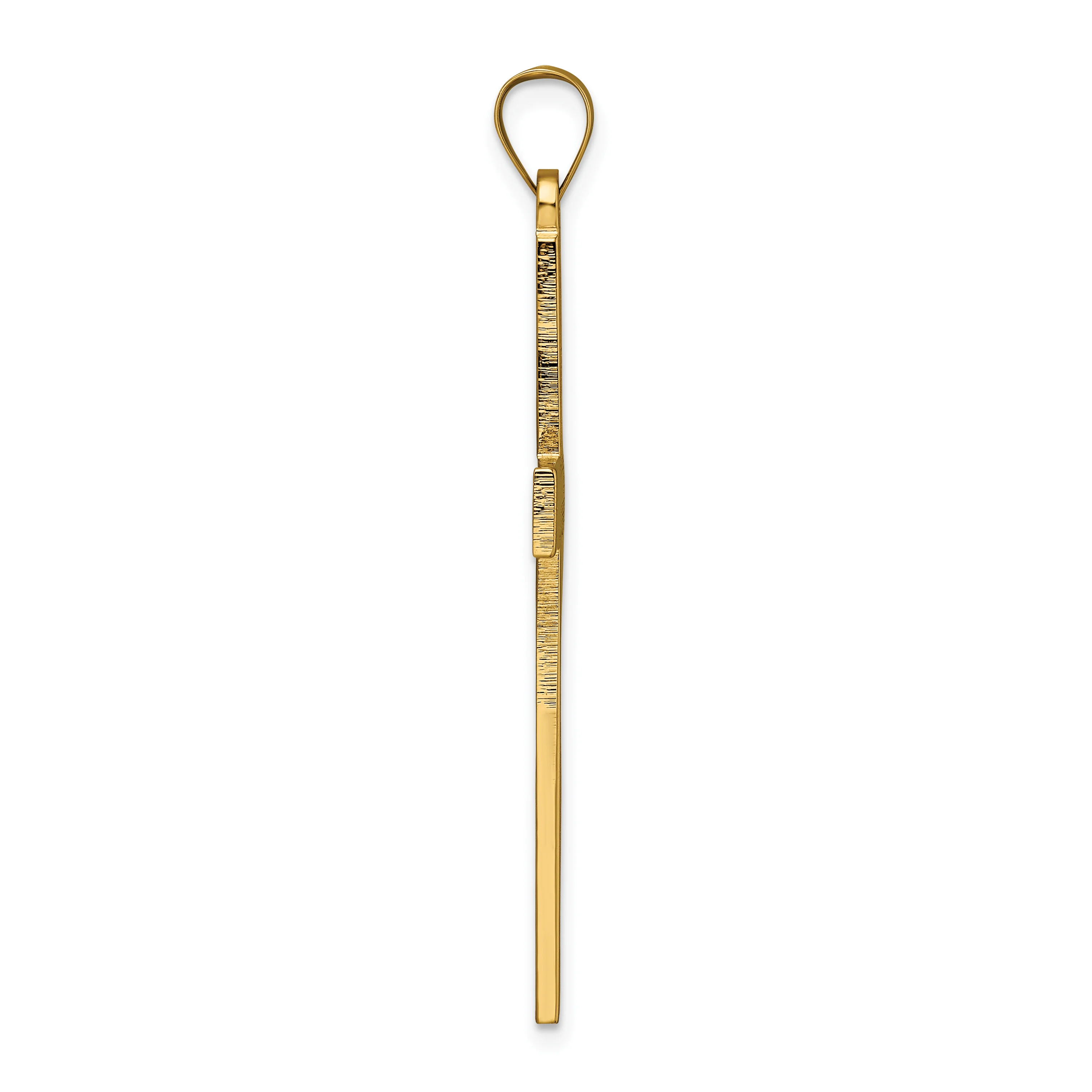 Colgante de Cruz Sólida con Diseño Pulido y de Líneas en Oro de 14K - Image 2