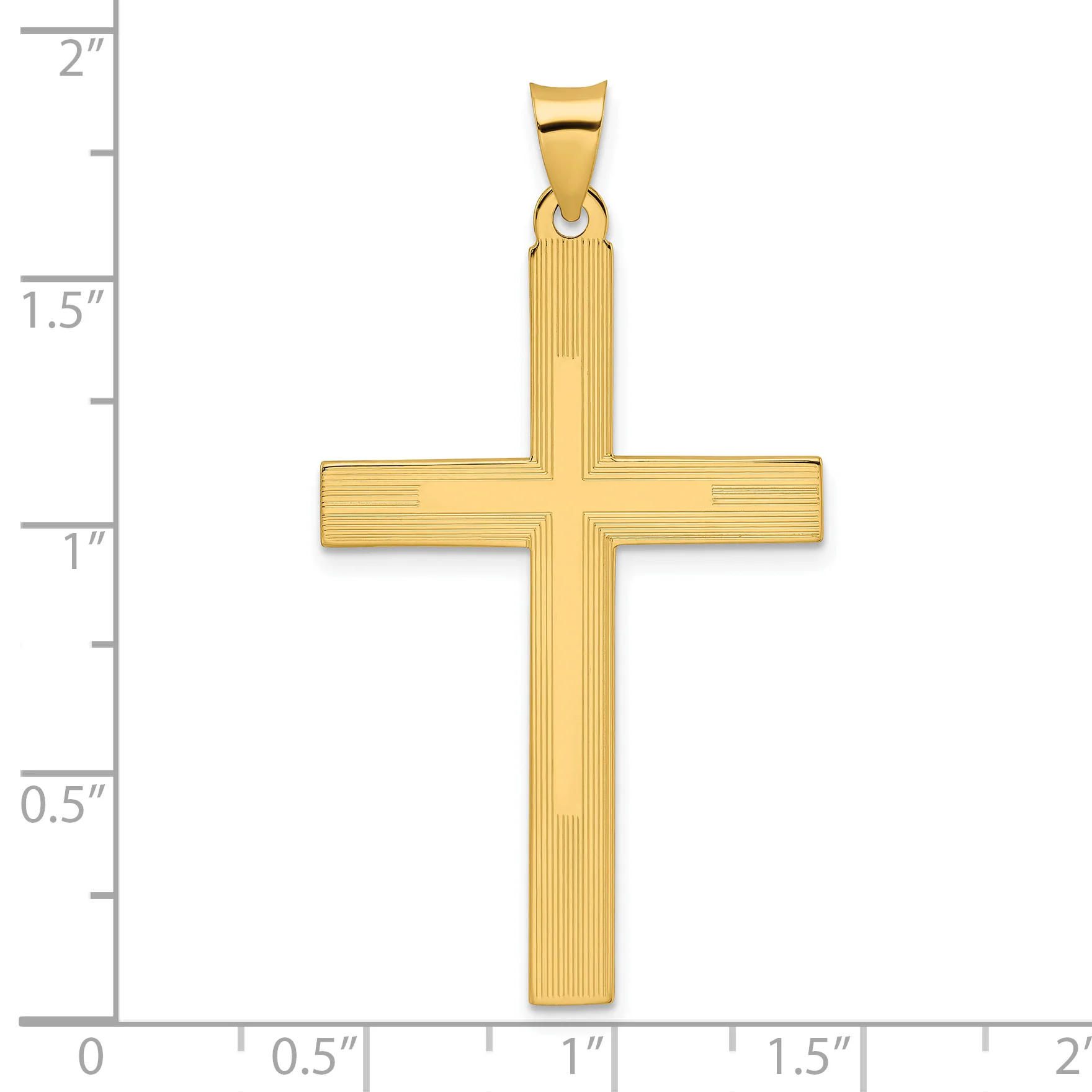 Colgante de Cruz Sólida con Diseño Pulido y de Líneas en Oro de 14K - Image 3