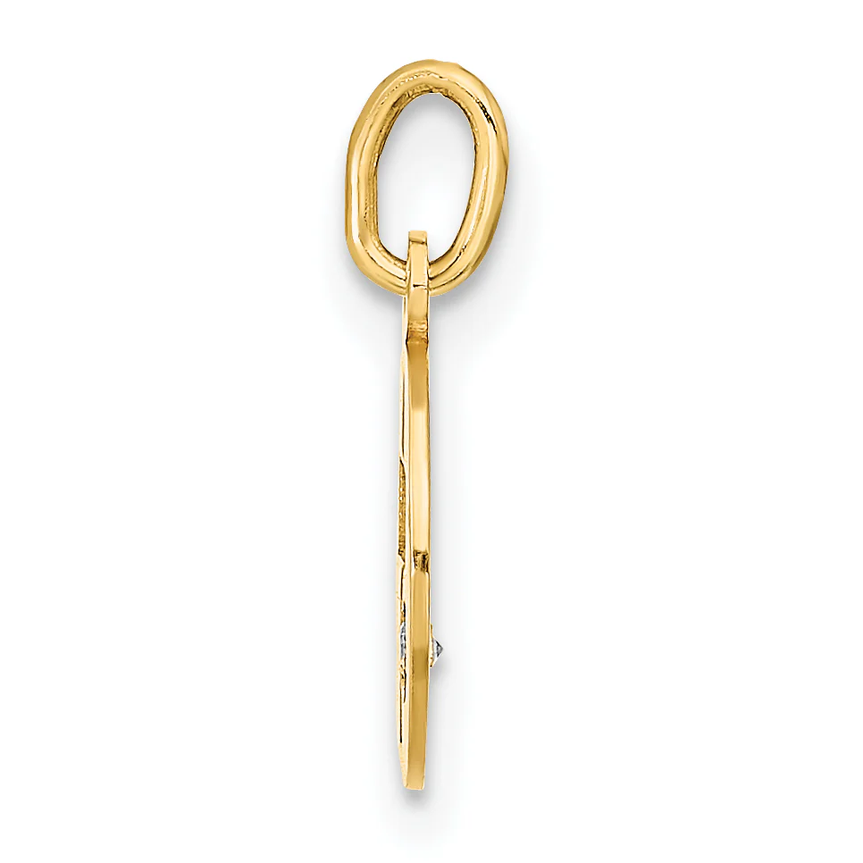 Colgante de Cruz Circular con Circonita Cúbica Pulida en Oro Amarillo de 14K - Image 2