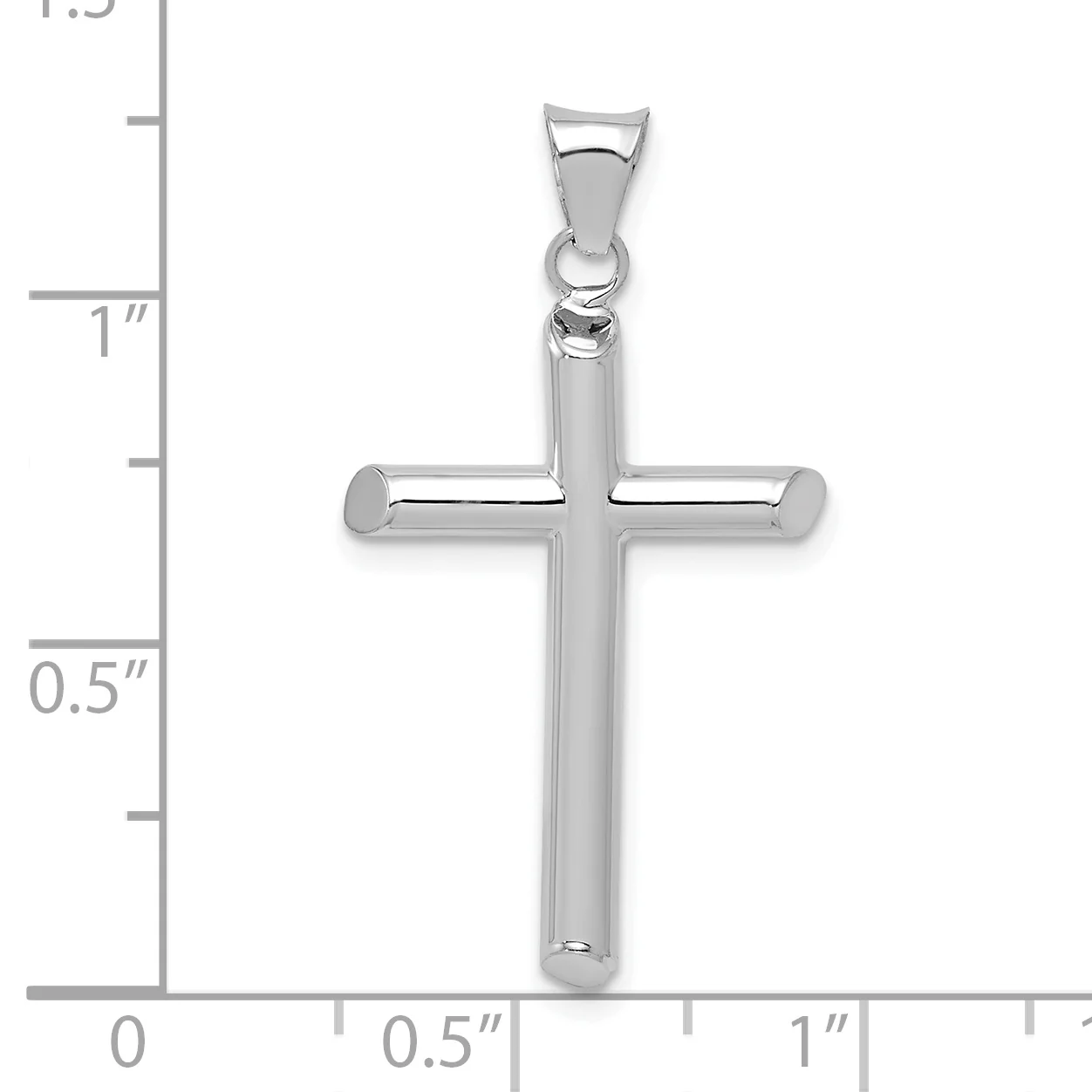 Colgante de Cruz Tubular en Oro Blanco de 14k Pulido - Image 2