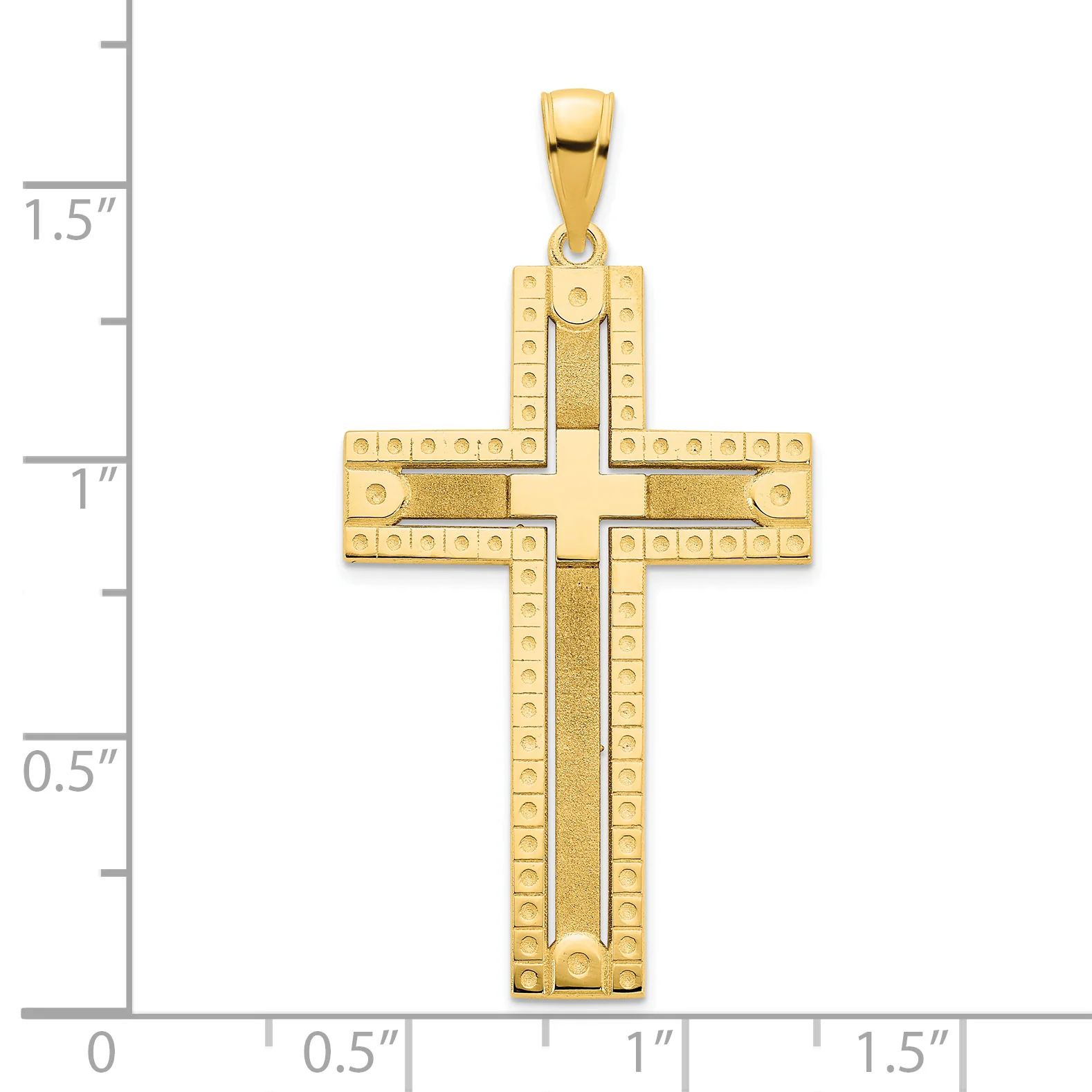 Colgante de Cruz Fancy Sandblasted en Oro de 14k - Image 2