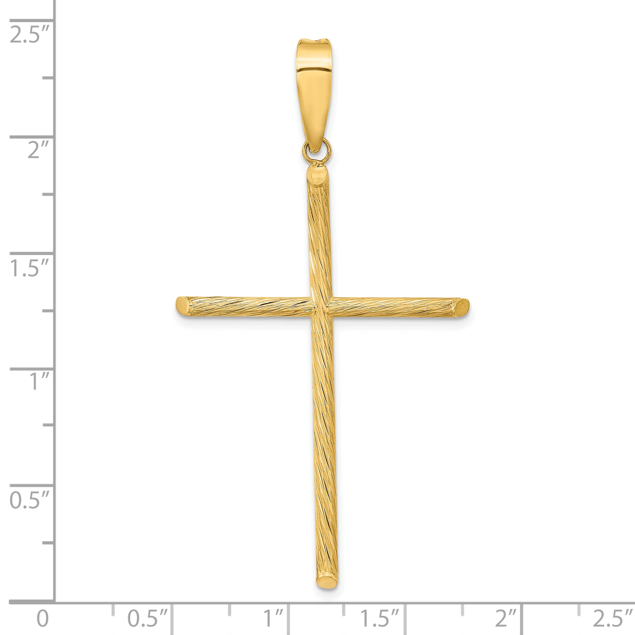 Colgante de Cruz Elegante Pulido y Texturizado en Oro Amarillo de 14k - Image 3