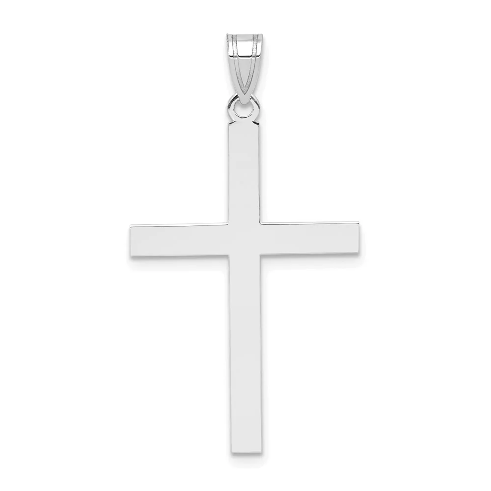 Dije de Cruz Grabable en Oro Blanco de 14k