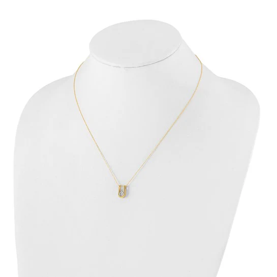Collar Colgante con Forma de U de 14k y Diamante de Laboratorio de 1/3 Quilate VS/SI+ G+, Cadena de 18 pulgadas - Image 4