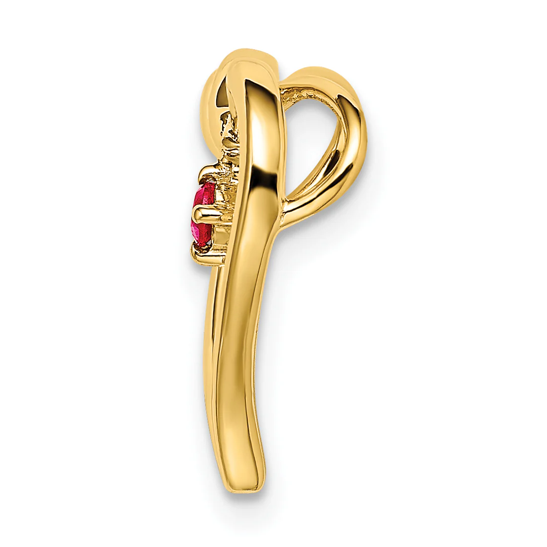 14k Heart Slide con Rubí Pulido en Oro Amarillo - Image 2