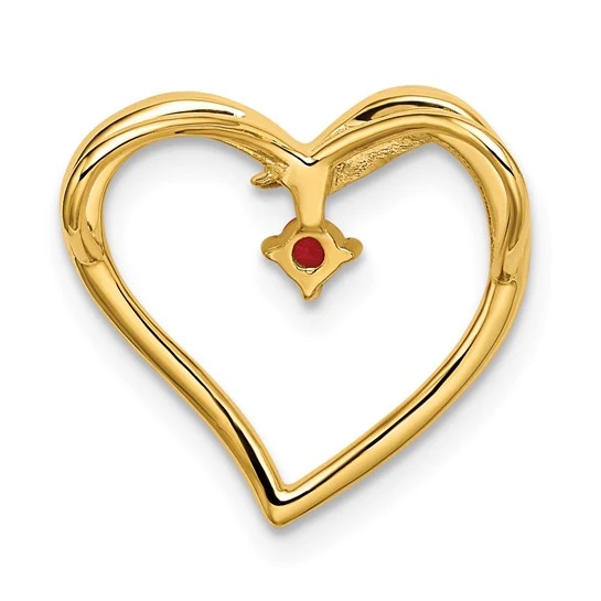 14k Heart Slide con Rubí Pulido en Oro Amarillo - Image 4