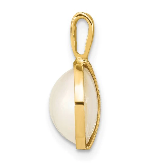 Colgante de Perla Mabe de Agua Salada Blanca de 9-10 mm en Oro Amarillo de 14k - Image 2