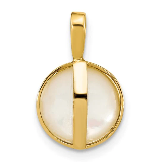 Colgante de Perla Mabe de Agua Salada Blanca de 9-10 mm en Oro Amarillo de 14k - Image 3