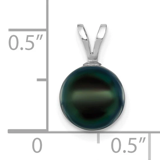 Colgante en Oro Blanco de 14k con Perla Akoya Redonda Negra de 8-9mm de Agua Salada Cultivada - Image 4