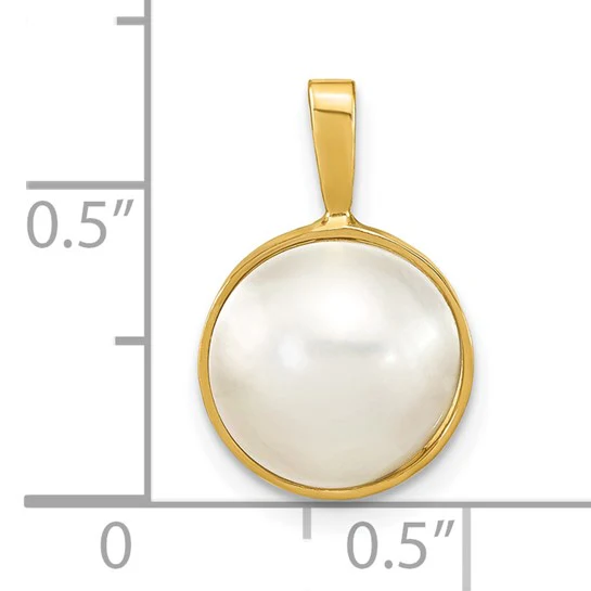 Colgante de Perla Mabe de Agua Salada Blanca de 10-11 mm en Oro Amarillo de 14k - Image 4
