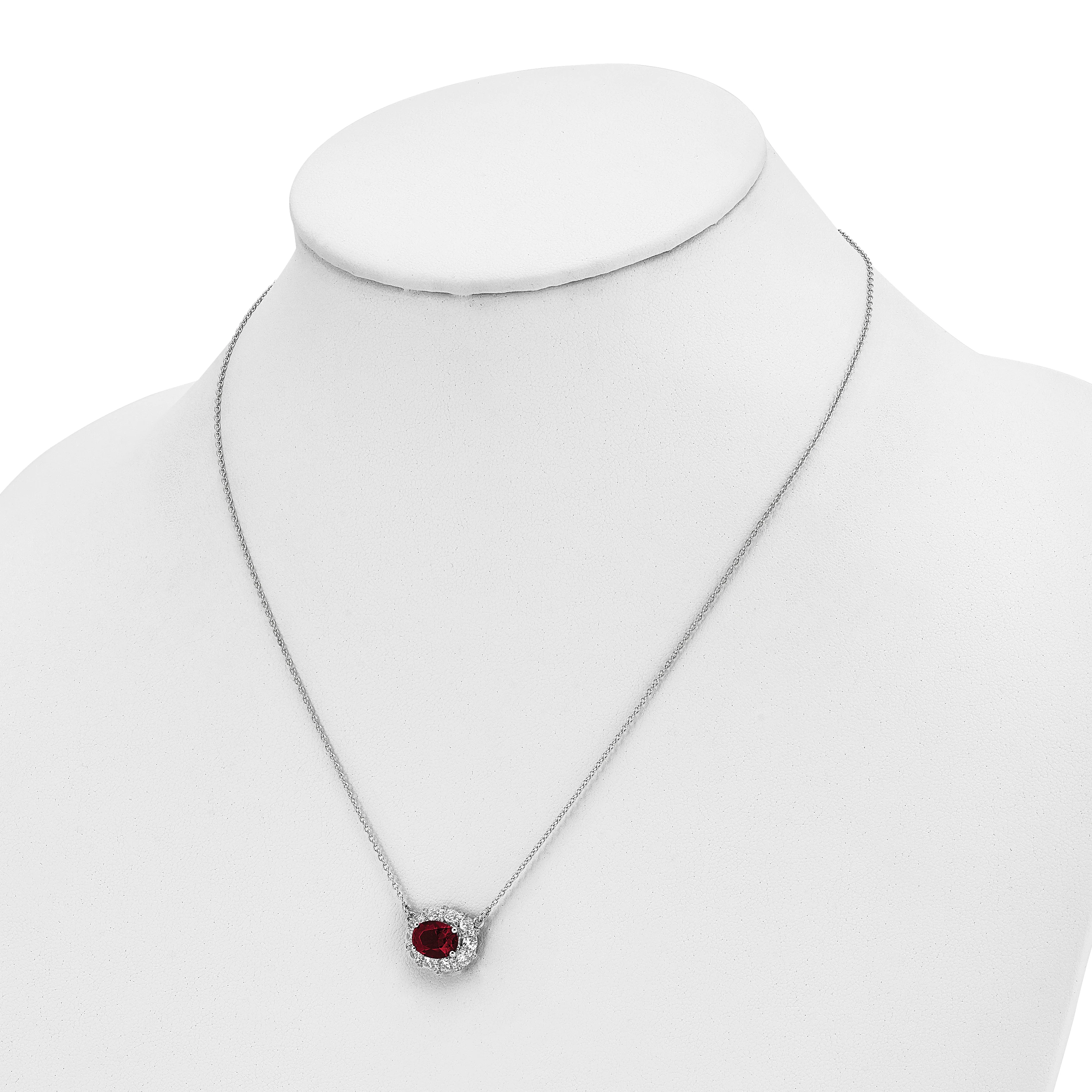 Collar de Oro Blanco de 14K con Rubí Lab Creado y Diamantes Lab Grown - Image 3