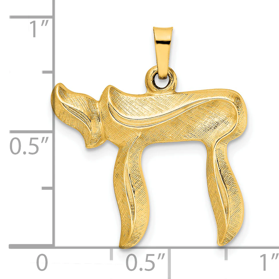 Colgante Chai en Oro Amarillo de 14k Sólido y Cepillado - Image 3