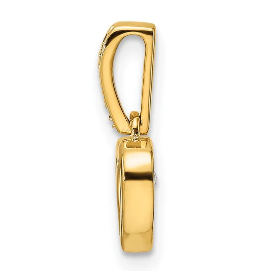 Colgante de Corazón Pulido con Diamantes y Centro Vibrante en Oro Amarillo 14K - Image 2
