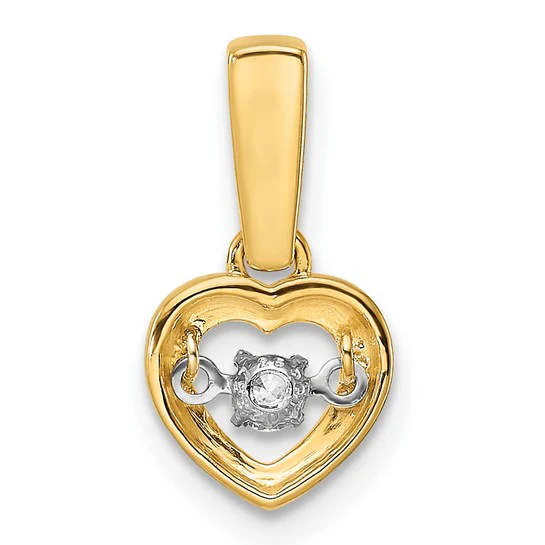 Colgante de Corazón Pulido con Diamantes y Centro Vibrante en Oro Amarillo 14K - Image 3