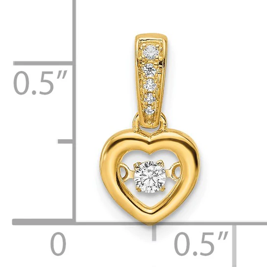 Colgante de Corazón Pulido con Diamantes y Centro Vibrante en Oro Amarillo 14K - Image 4