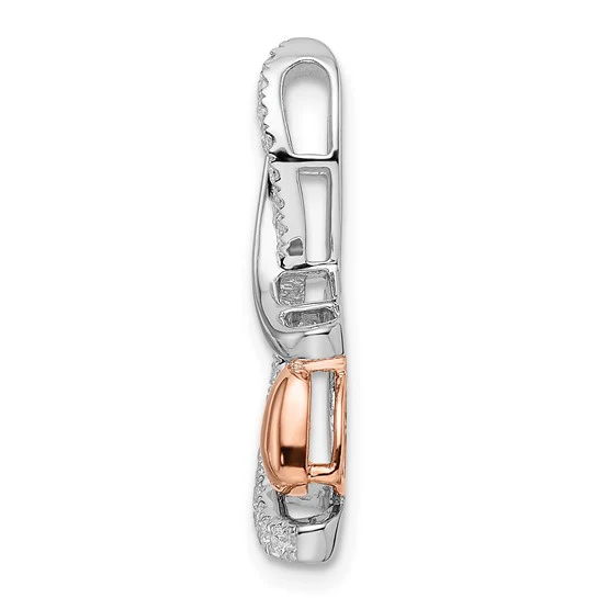 Deslizador de Cadena en Forma de Corazón Bicolor de Oro Blanco y Rosa con Diamantes de 14k - Image 2