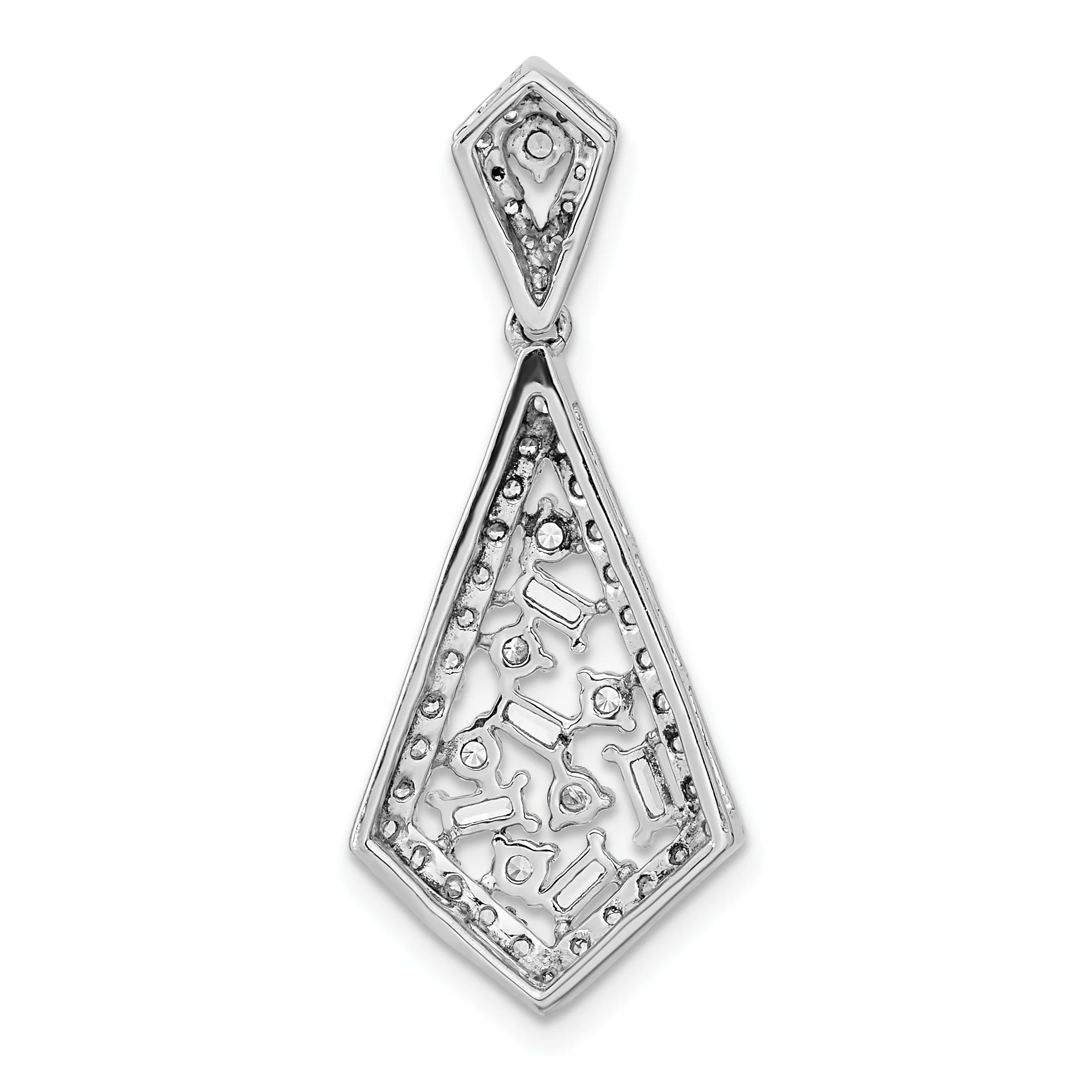 Collar de Cadena Deslizante con Diamantes de 14k Oro Blanco Pulido y Dije Colgante Fancy Dangle - Image 3