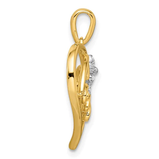 Colgante de Diamante con Corazón y Lazo en Oro Bicolor 14K - Image 2