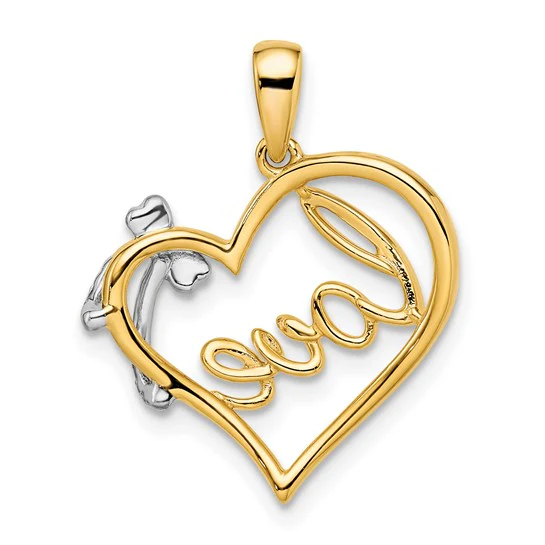 Colgante de Diamante con Corazón y Lazo en Oro Bicolor 14K - Image 3