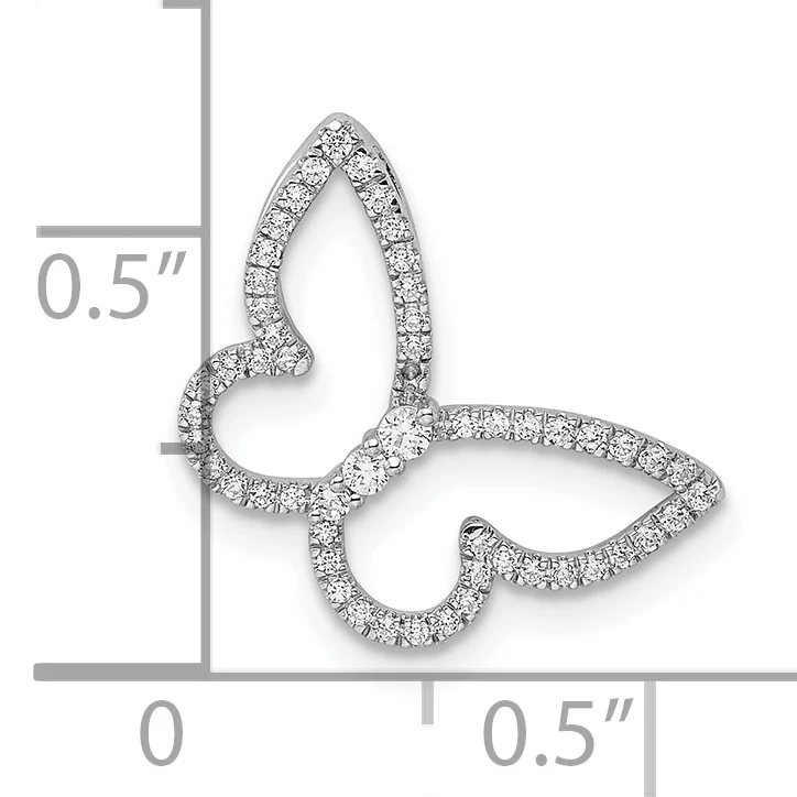 Deslizador de Cadena con Diamantes en Forma de Mariposa de Oro Blanco Pulido de 14k - Image 3