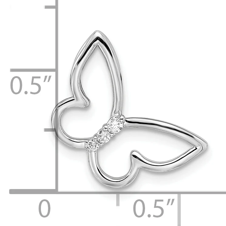 Deslizador de Cadena con Diamantes en Forma de Mariposa de Oro Blanco Pulido de 14k - Image 3