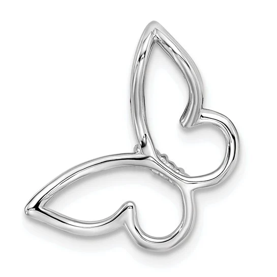 Deslizador de Cadena con Diamantes en Forma de Mariposa de Oro Blanco Pulido de 14k - Image 4
