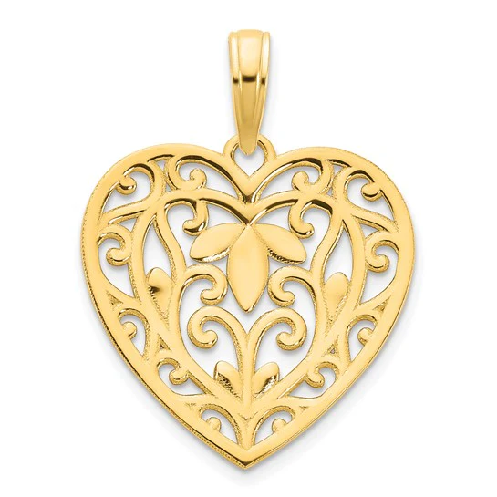 Colgante de Corazón Elegante en Oro Amarillo de 14K - Image 3