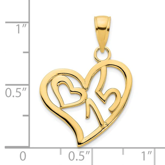 Dije Corazón #15 en Oro Amarillo 14K - Image 4