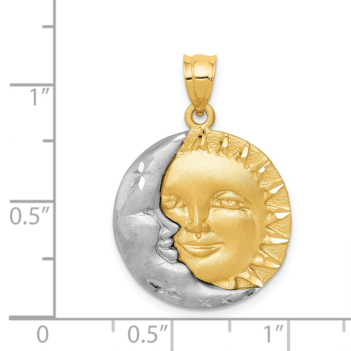 Dije Sol y Luna en Oro Dos Tonos de 14k - Image 3