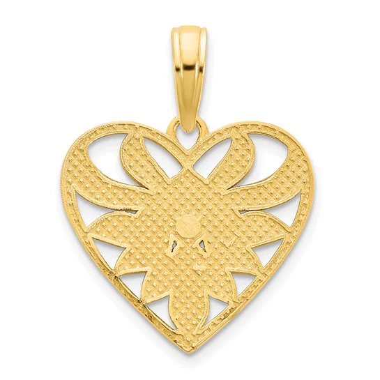 Dije de Corazón Fancy en Oro Amarillo de 14k - Image 3