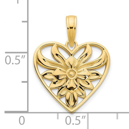 Dije de Corazón Fancy en Oro Amarillo de 14k - Image 4