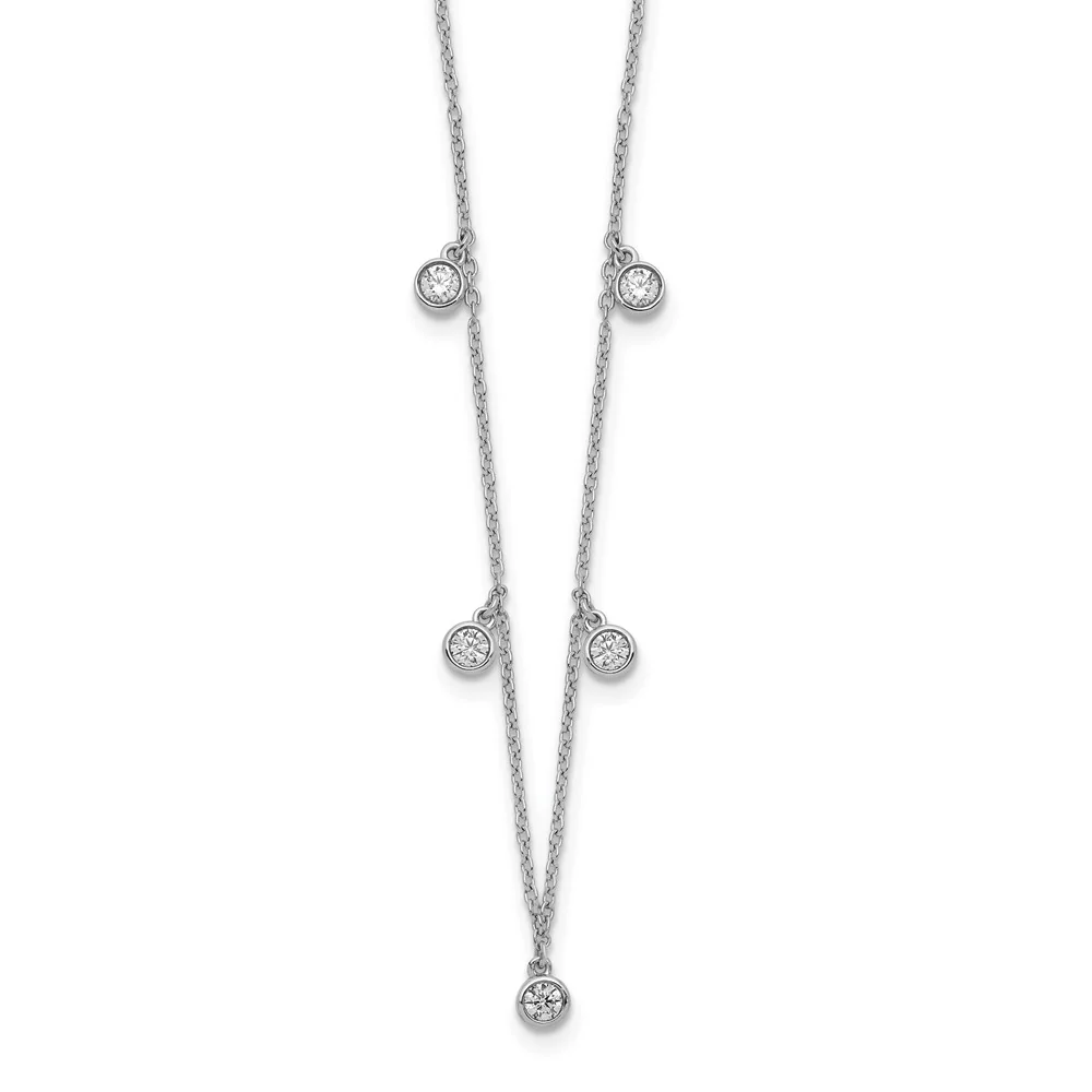 Collar de oro blanco de 14 k con cinco estaciones y diamantes de 18 Pulgadas