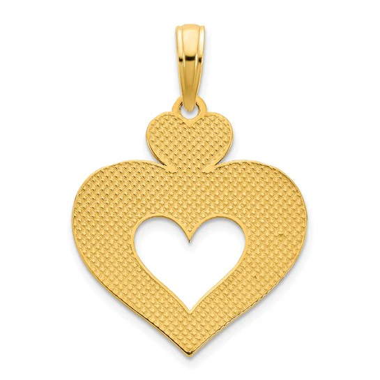 Dije Corazón Calado en Oro Amarillo de 14k - Image 4
