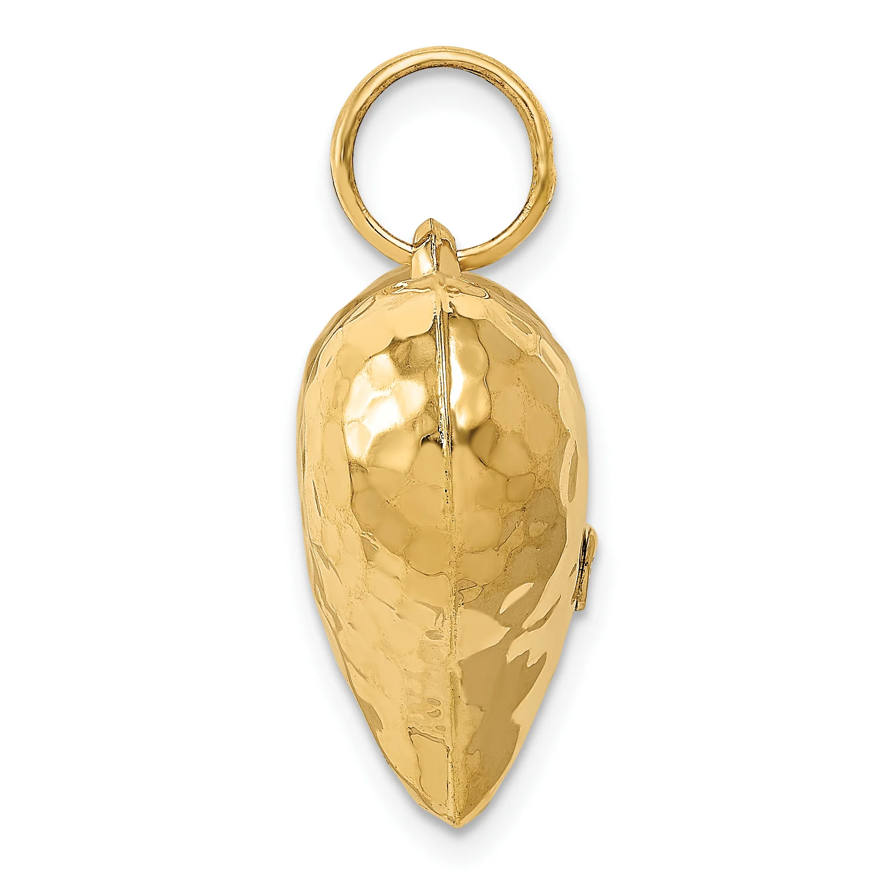 Dije de Corazón 3D Pulido y Martillado en Oro Amarillo de 14k - Image 2