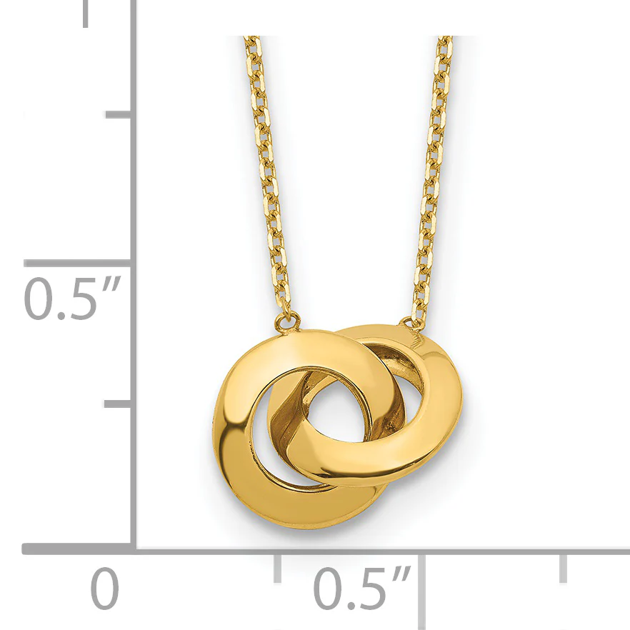 Collar de Círculos Interconectados con Acabado Pulido en Oro de 14k (16" + 1" Extensión) - Image 3