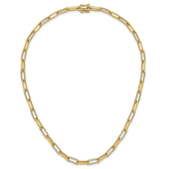 Collar de Enlaces de Clip con Diamantes en Oro Amarillo de 14k - 18 pulgadas - Image 3